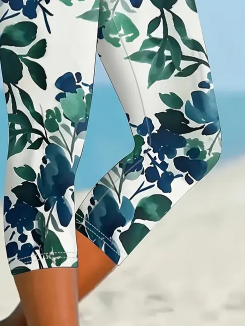 Women's Floral Spring Print Casual Leggings
