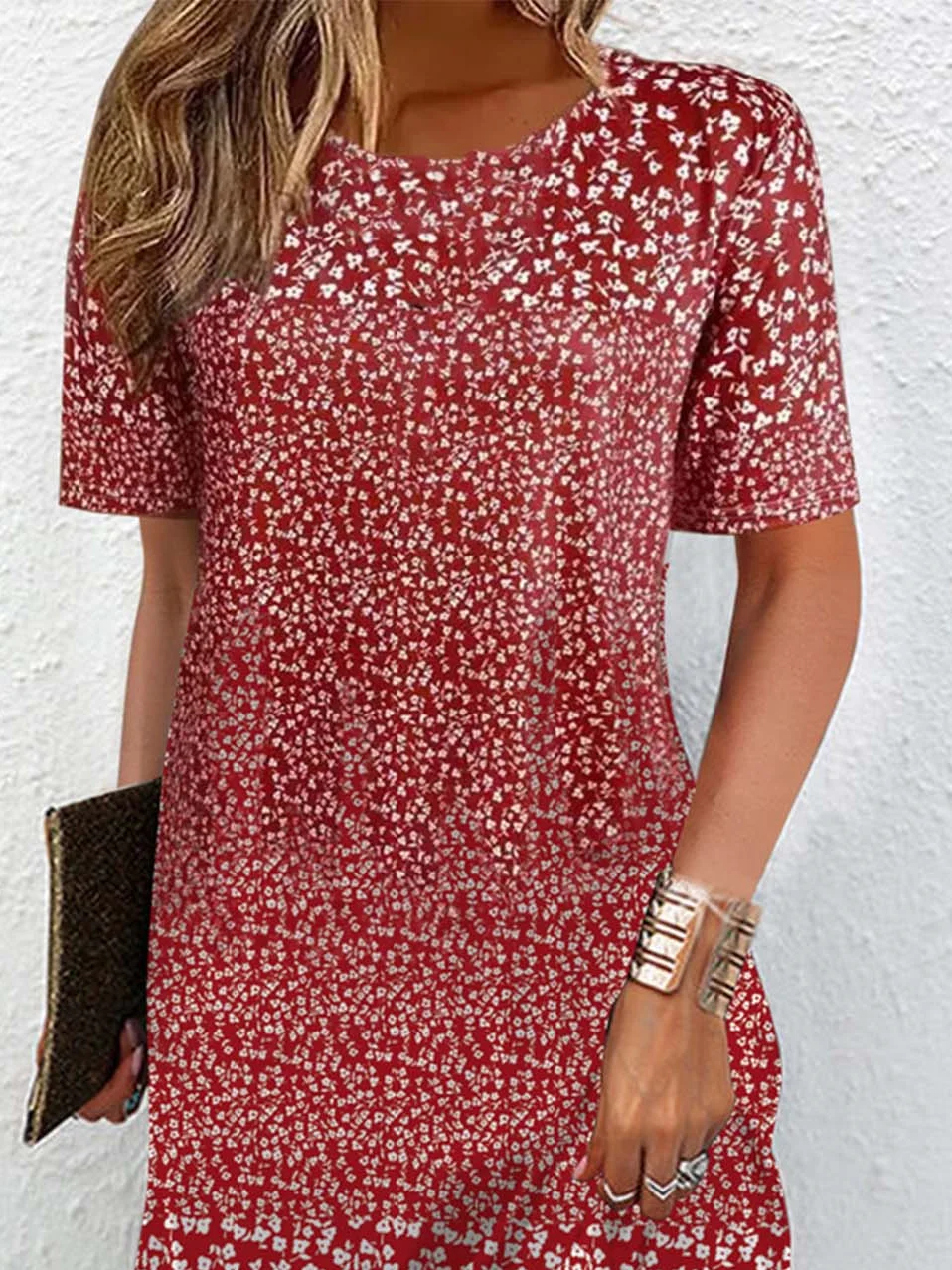 Lovely Floral Art Print Pocket Cotton Dress