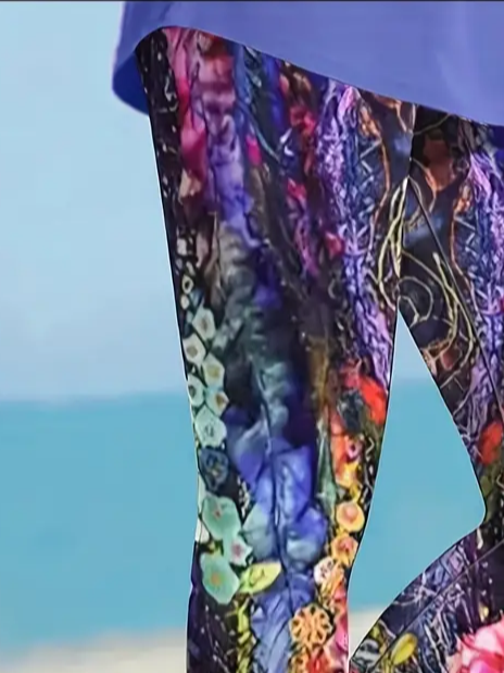 Women's Floral Spring Print Casual Leggings