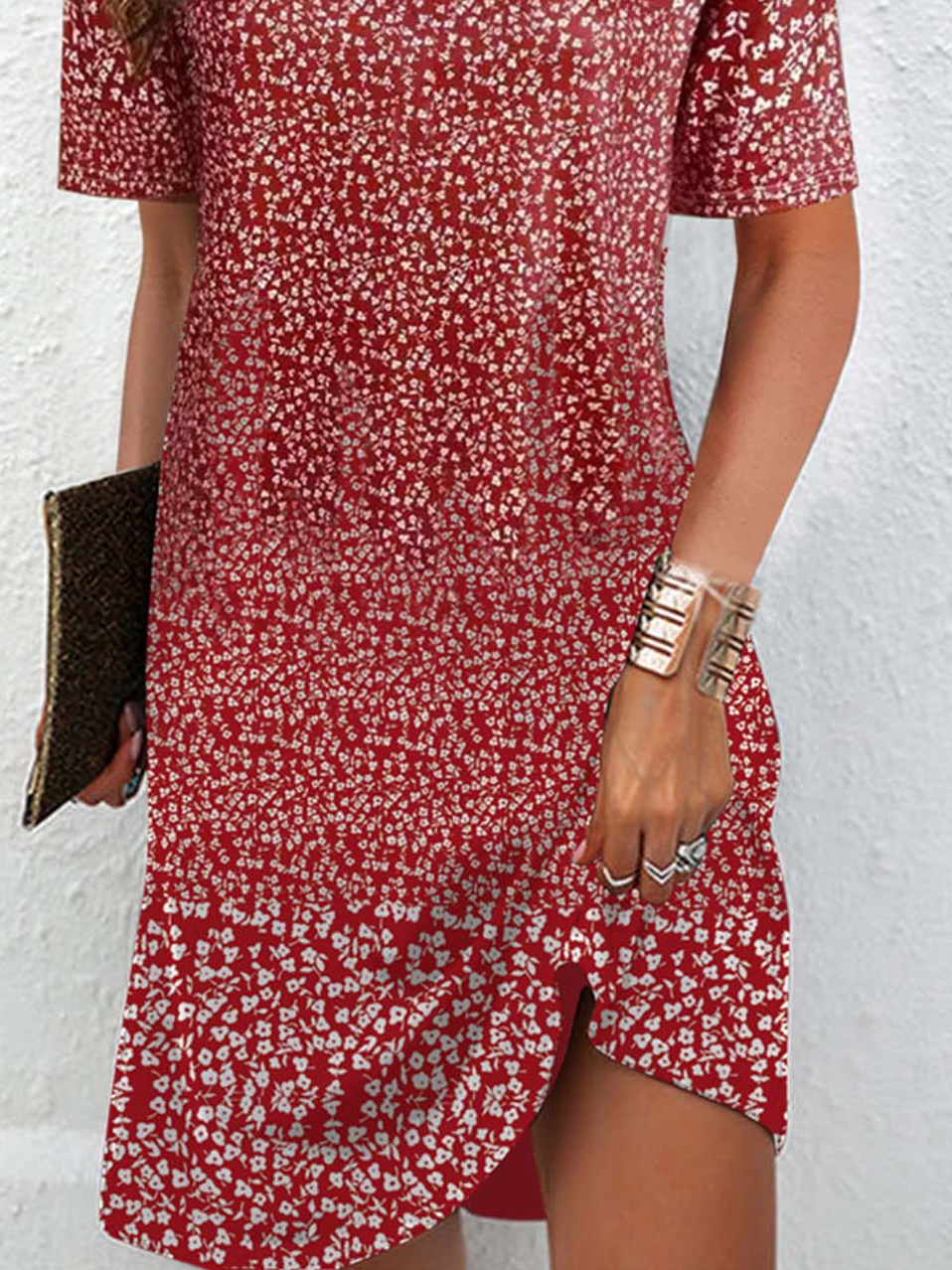 Lovely Floral Art Print Pocket Cotton Dress