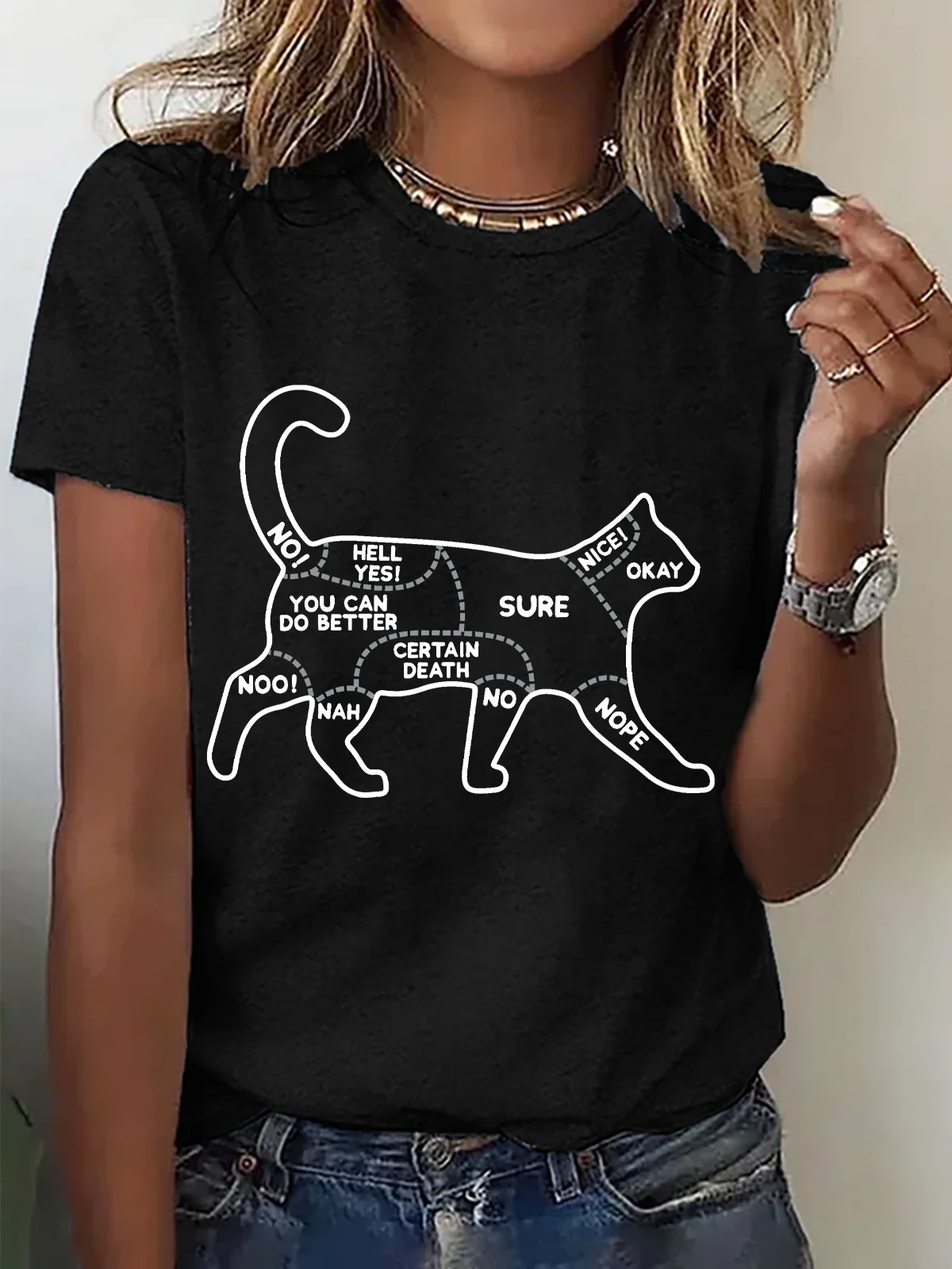 Cat Petting Chart Cotton T-Shirt
