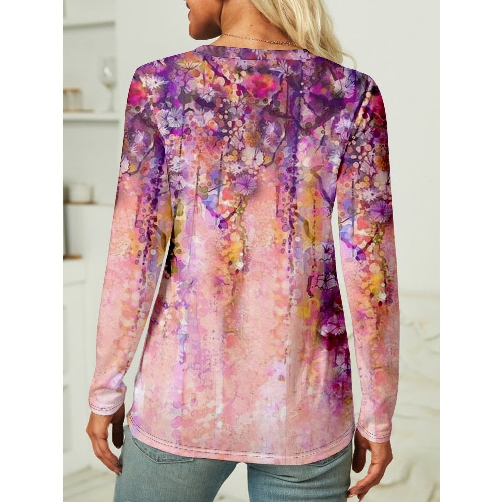Crew Neck Gradient Pattern Casual T-Shirt
