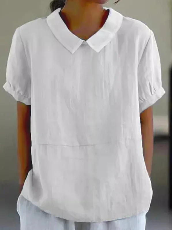 Shawl Collar Casual Plain T-Shirt