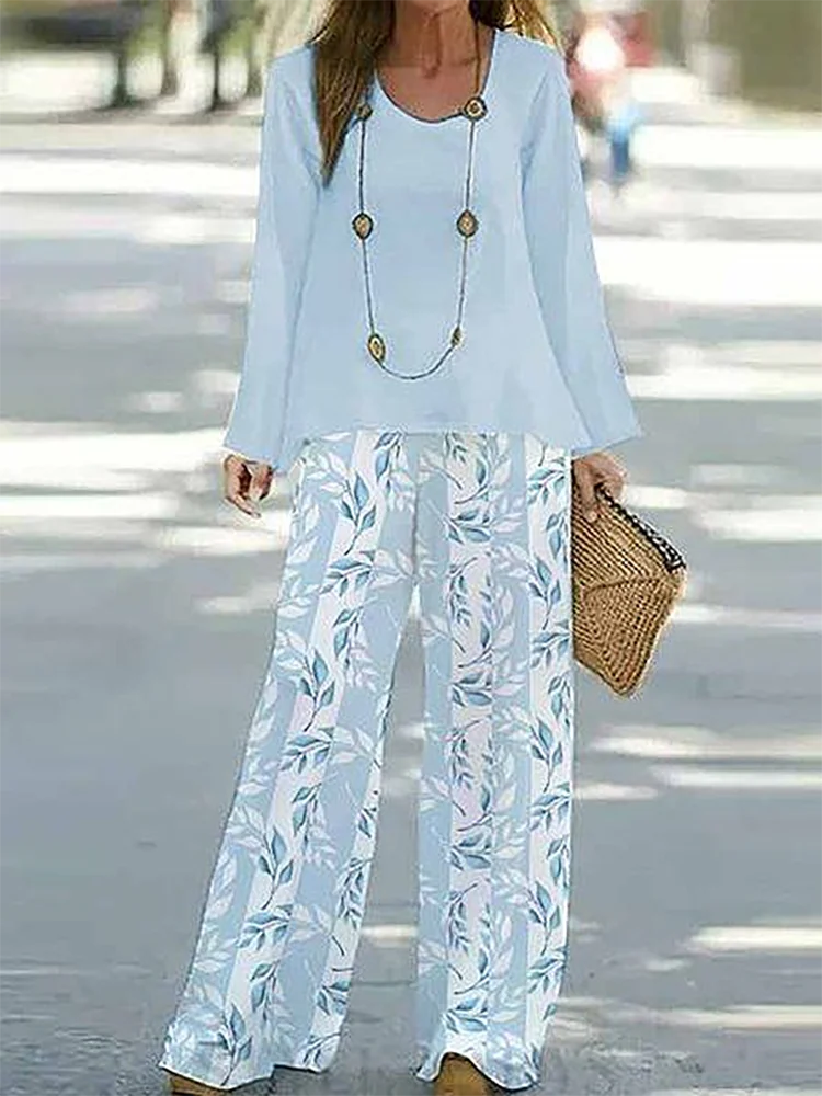 Women's Floral Spring Print Casual Two-Piece Suit