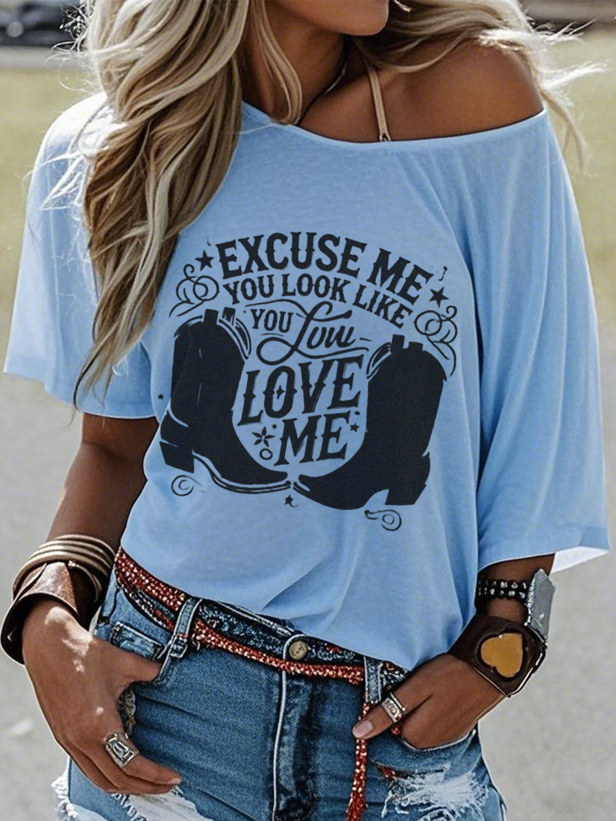Western Style Round Neck Colored Cotton Short Sleeve T-Shirt