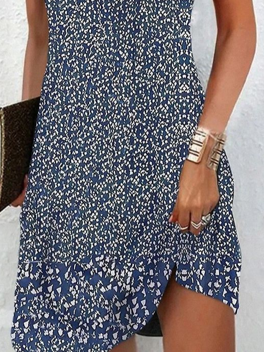 Women's Floral Spring Print Casual V-Neck Short Sleeve Dress