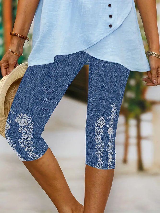 Women's Floral Spring Print Casual Leggings