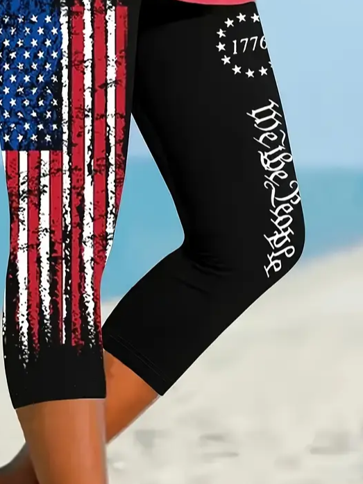 Women's July 4th Independence Day Flag Print Leggings
