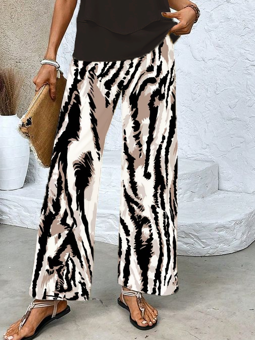 Women's Abstract Print Fashion Vest And Trousers Two-Piece Set