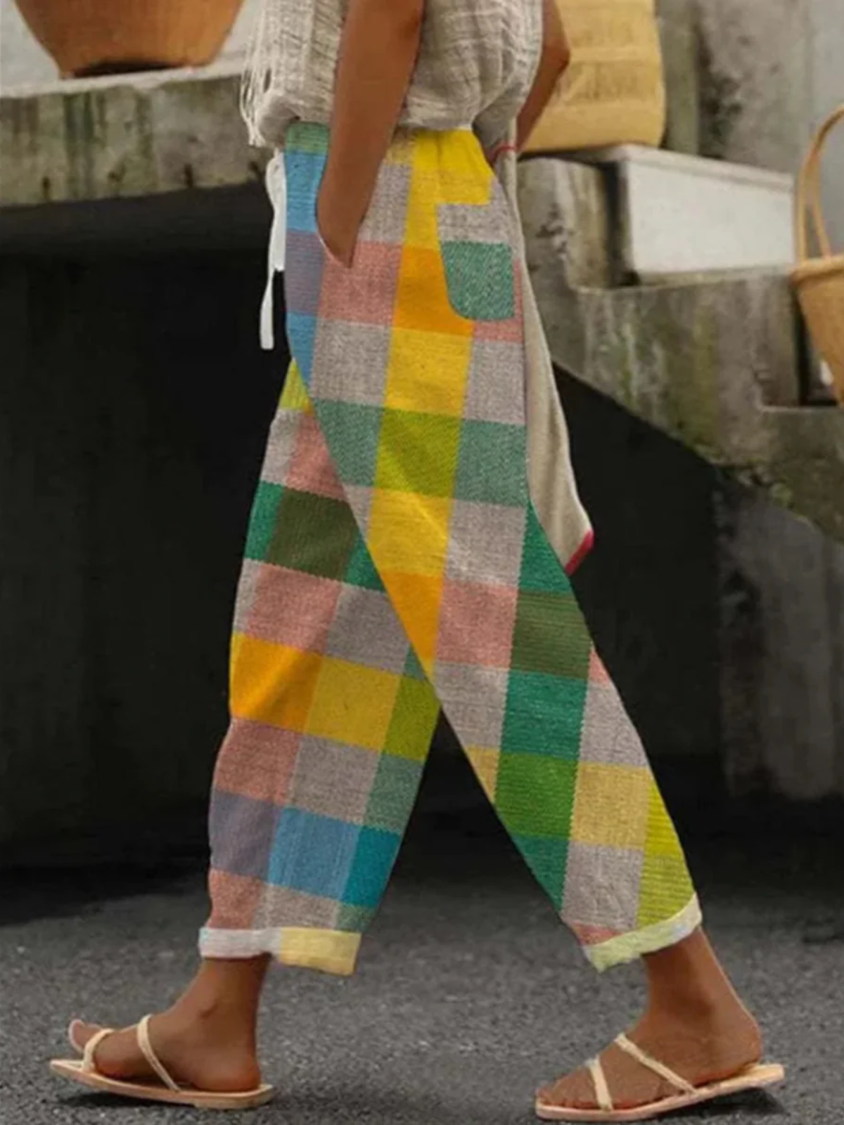 Color Block Casual Pants