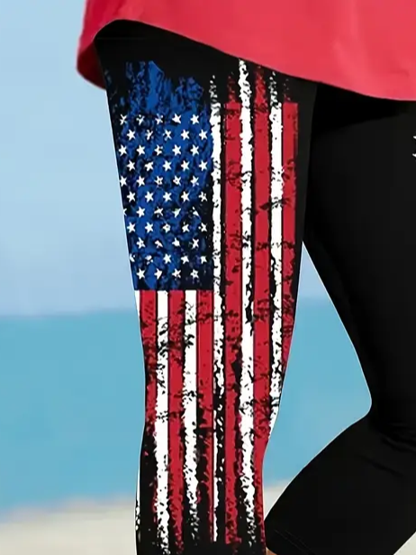 Women's July 4th Independence Day Flag Print Leggings