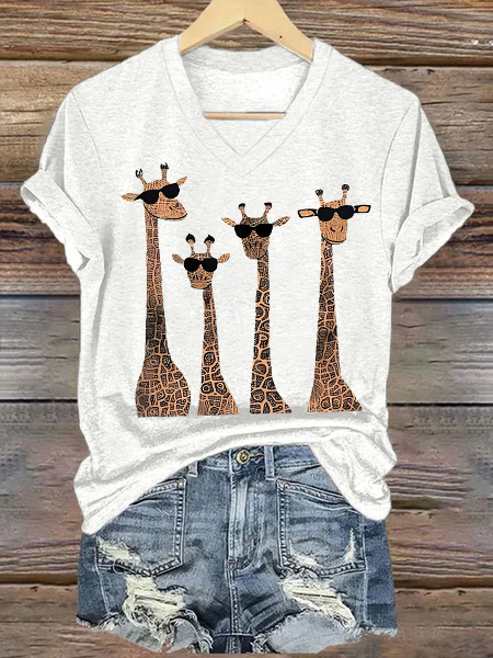 Funny Deer Casual Deer Cotton-Blend T-Shirt