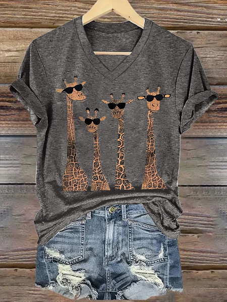 Funny Deer Casual Deer Cotton-Blend T-Shirt