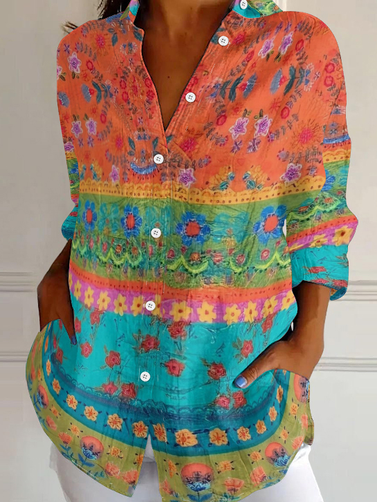 Casual Lapel Short Sleeve Printed Shirt