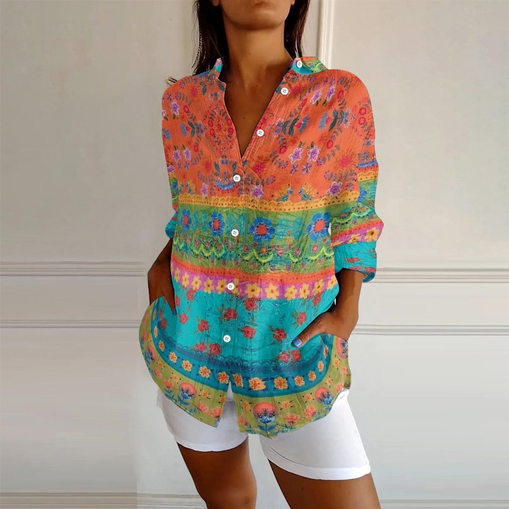 Casual Lapel Short Sleeve Printed Shirt