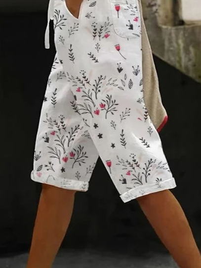 Women's  H-Line Straight Pants Daily Going Out Pants White Casual Printing Floral Summer Pants