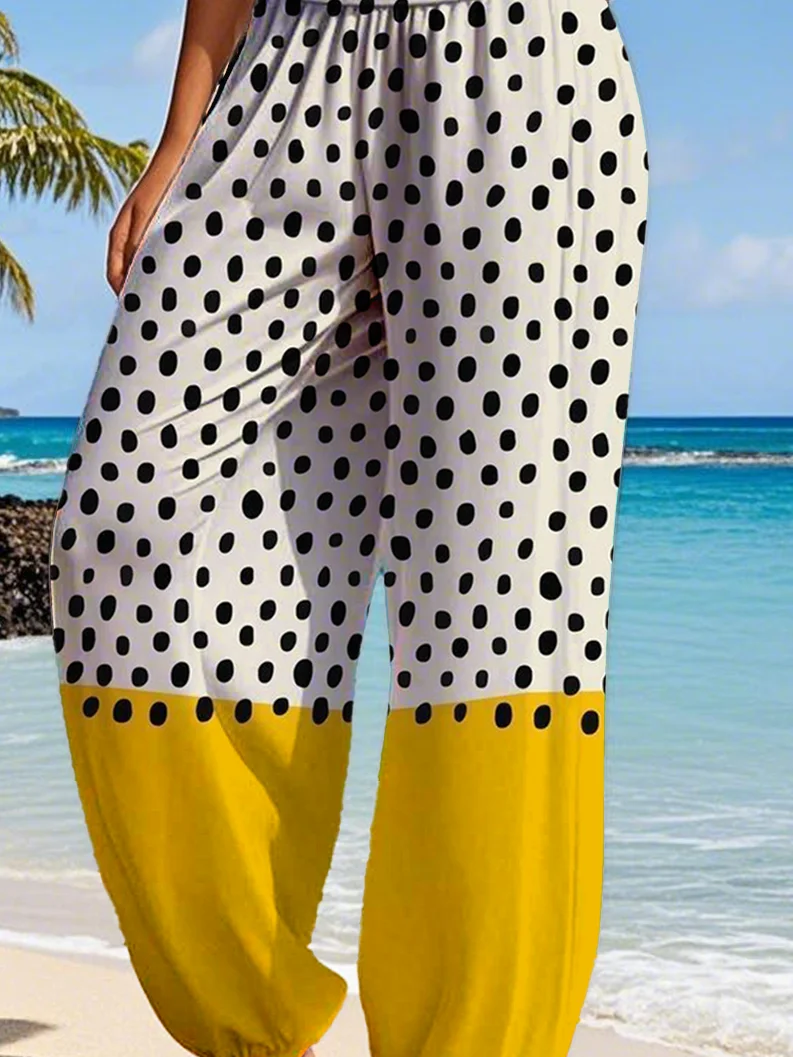 Abstract Polka Dots Casual Loose Pants