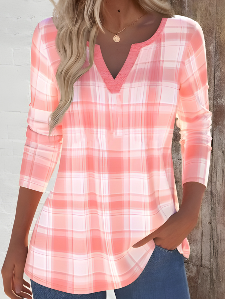 Loose V Neck Jersey Casual Blouse