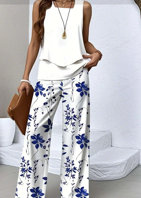 Casual Floral Two-Piece Set