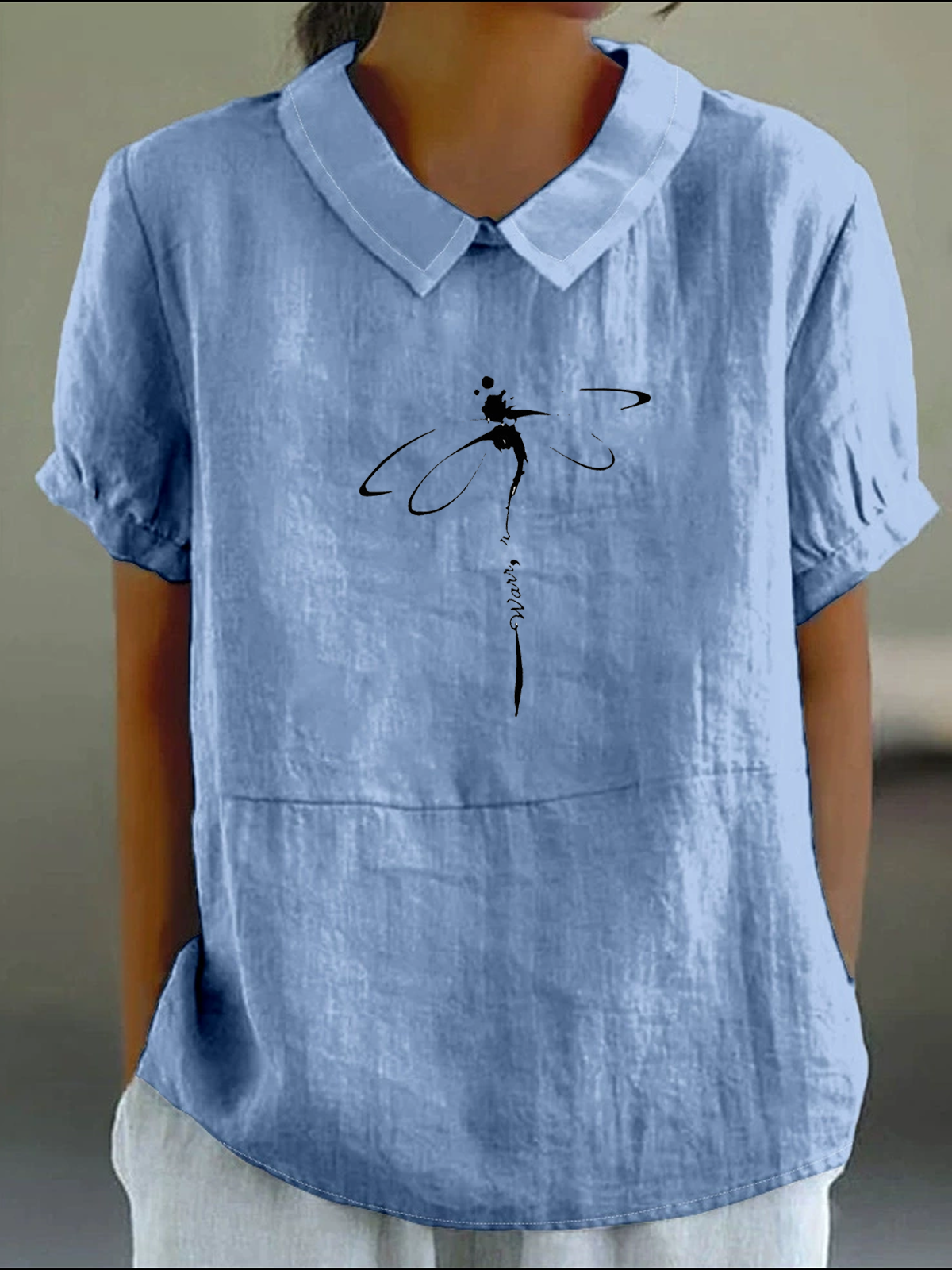Simple Shawl Collar Blouse