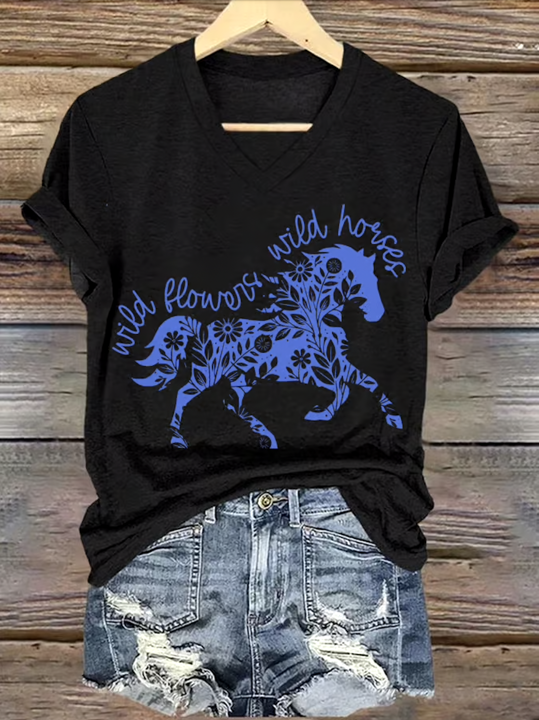 Regular Fit V Neck Casual T-Shirt