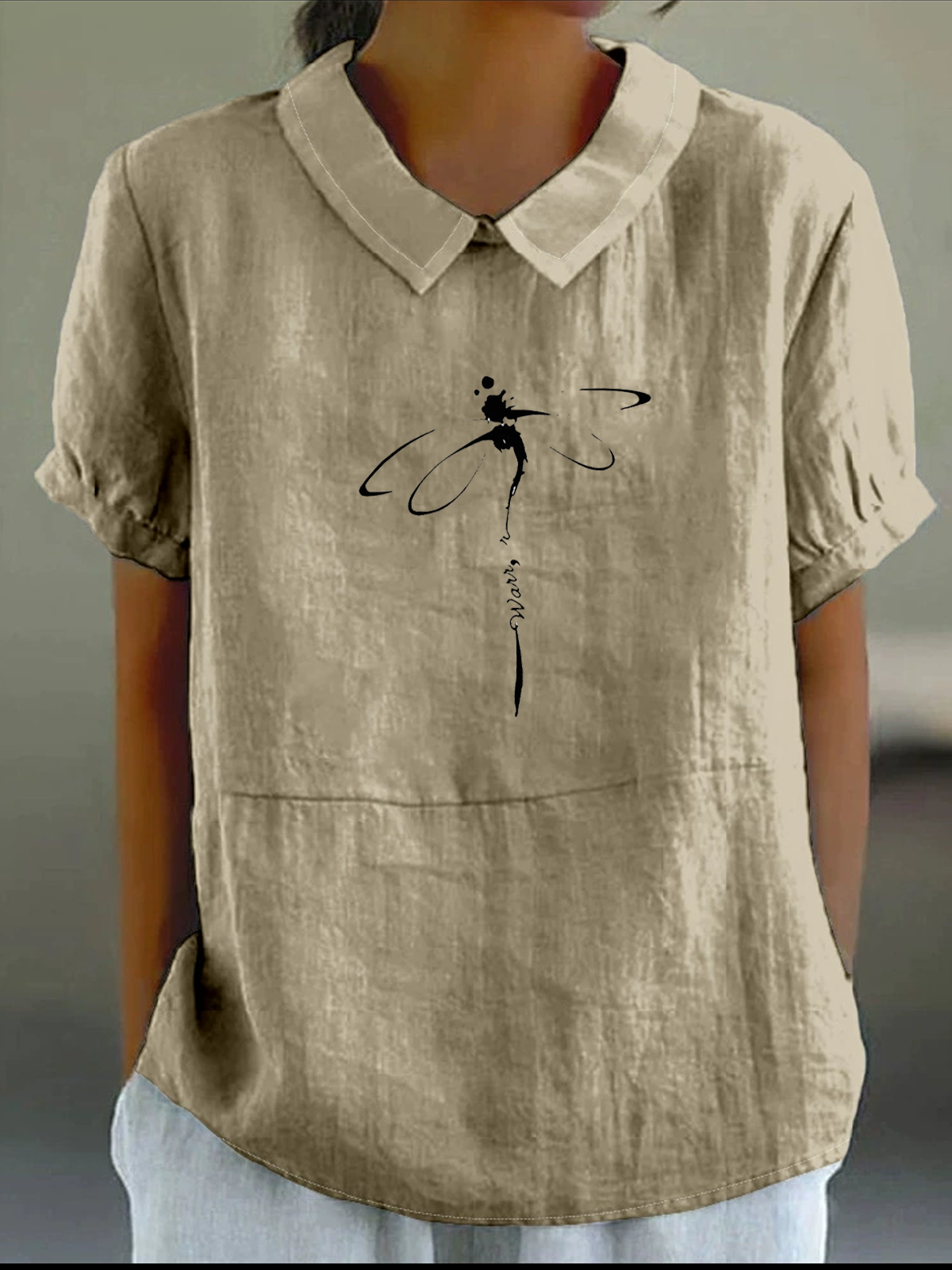 Simple Shawl Collar Blouse