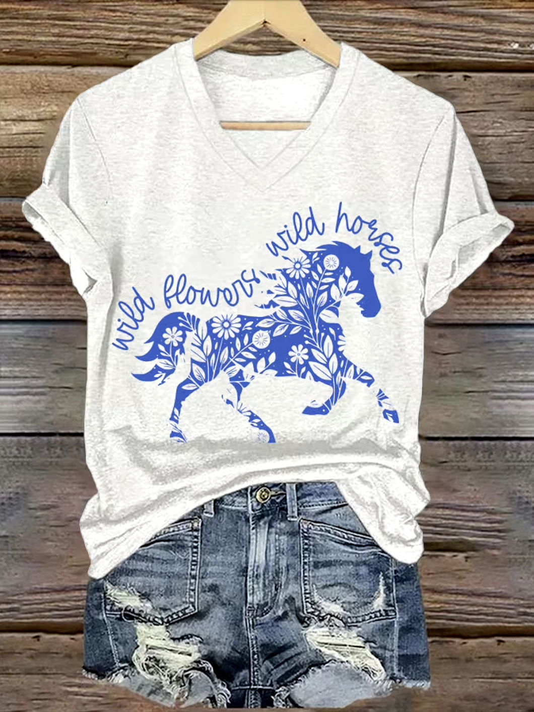 Regular Fit V Neck Casual T-Shirt