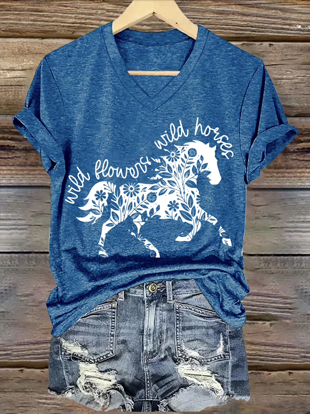 Regular Fit V Neck Casual T-Shirt