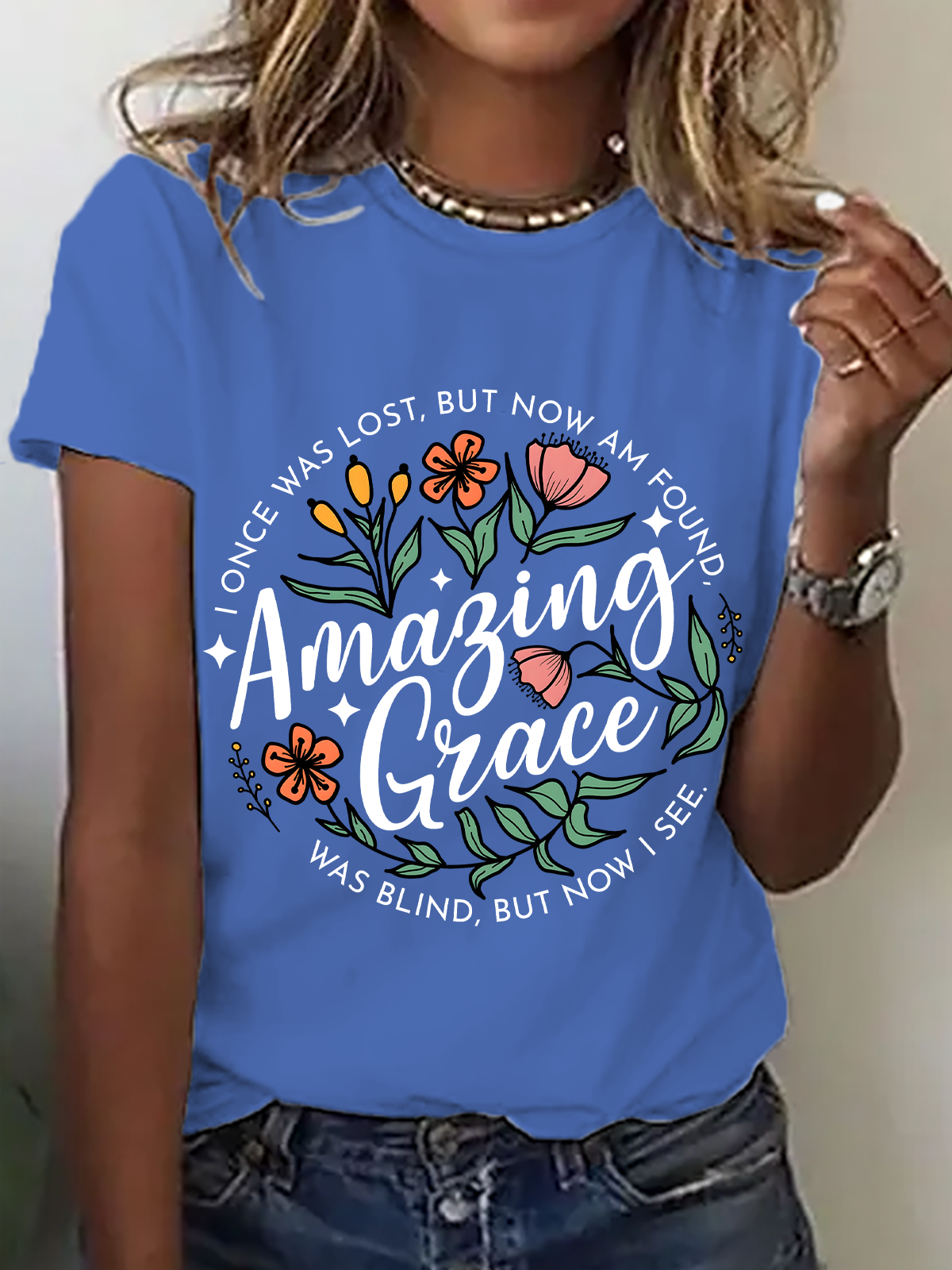 Amazing Grace Png Christian Cotton T-Shirt
