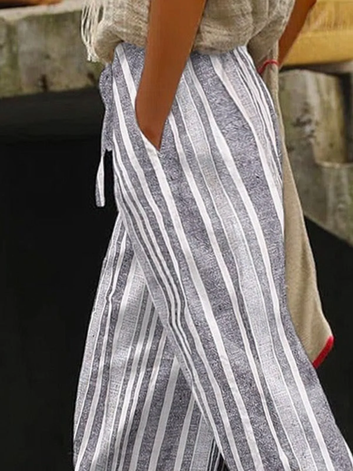Striped Casual Cotton Regular Fit Pants
