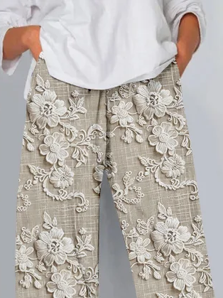 Women's Spring Floral Print Casual Pants