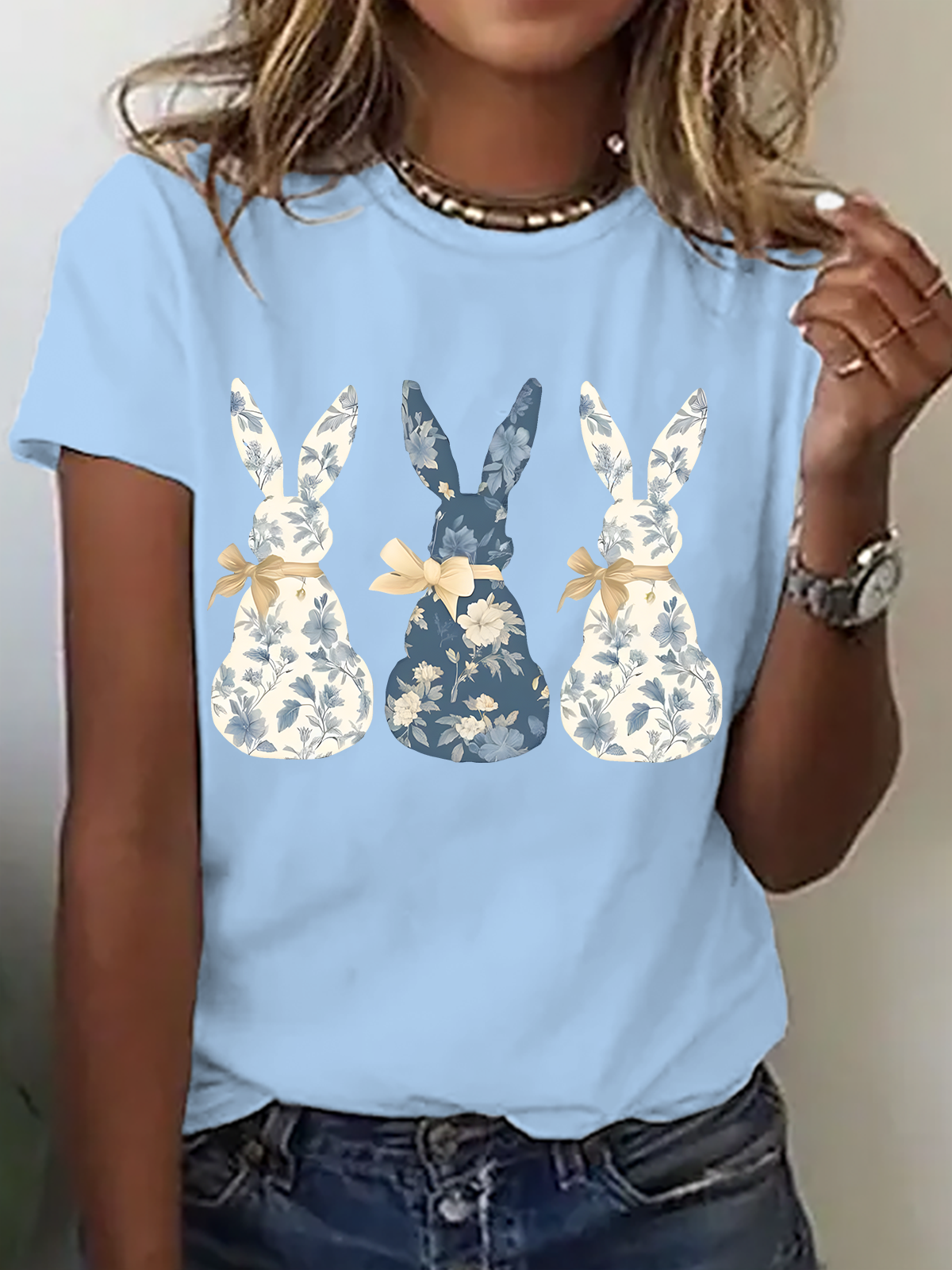 Easter Floral Bunny Cotton T-Shirt