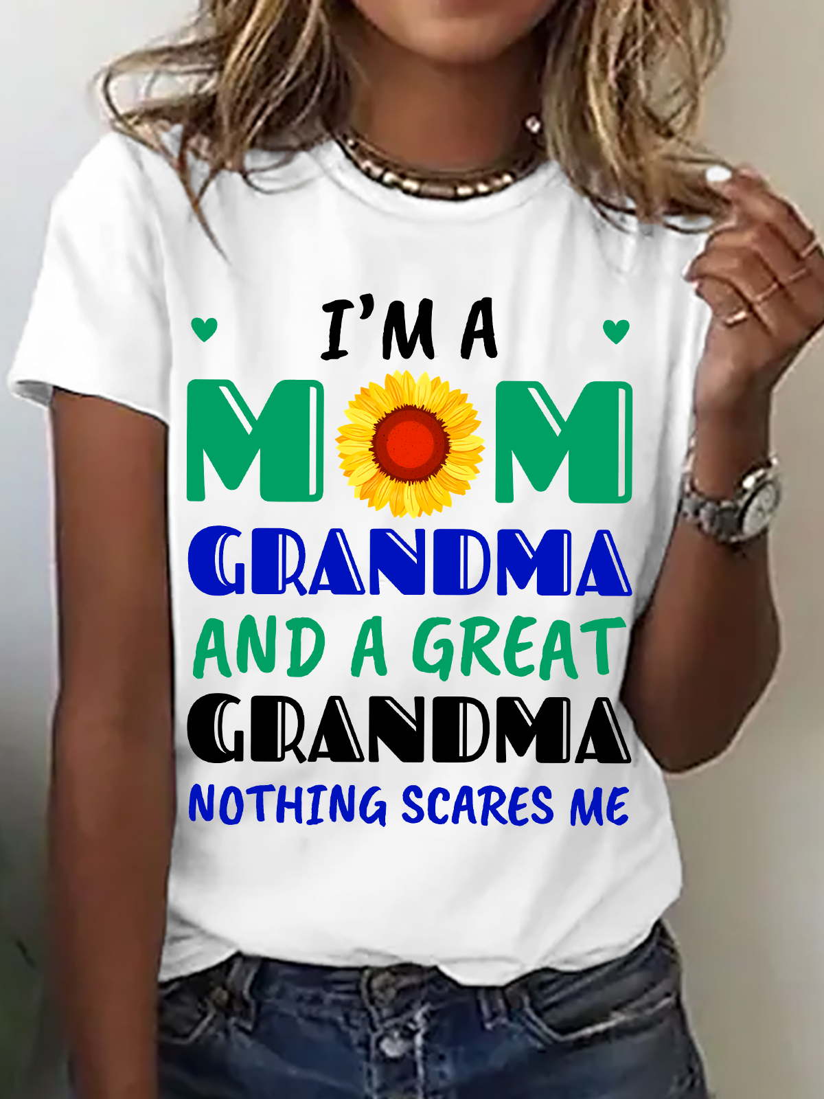 I'm A Mom Grandma And Great Grandma Nothing Scares Me Cotton T-Shirt