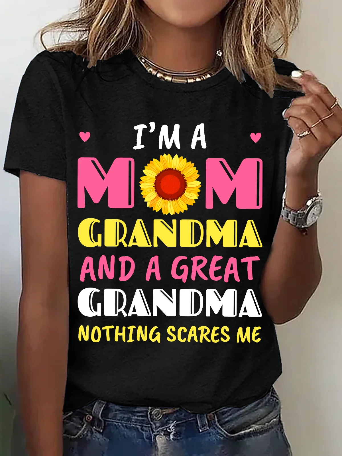 I'm A Mom Grandma And Great Grandma Nothing Scares Me Cotton T-Shirt