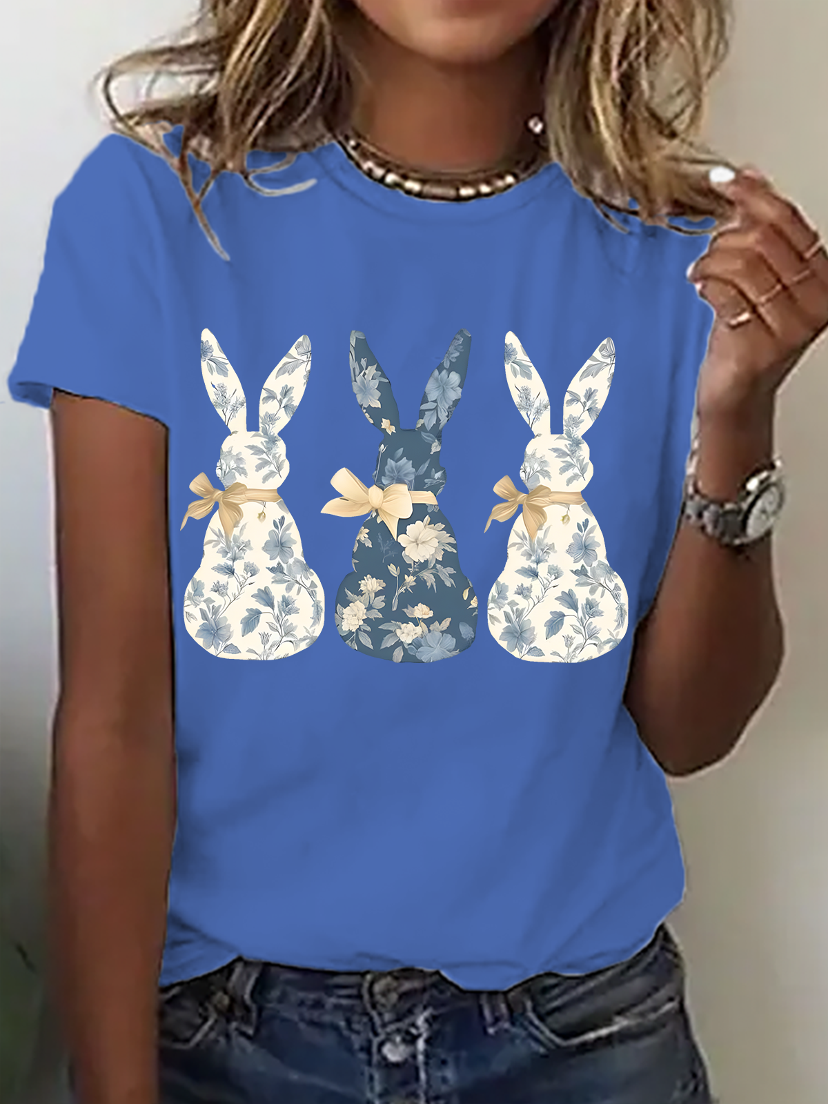 Easter Floral Bunny Cotton T-Shirt