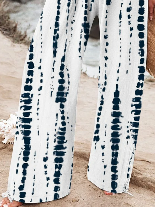 Women's  H-Line Baggy Pants Daily Going Out Pants White Casual Printing Striped Spring/Fall Pants