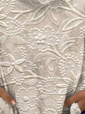Women's vintage floral texture printed casual V-neck T-Shirt