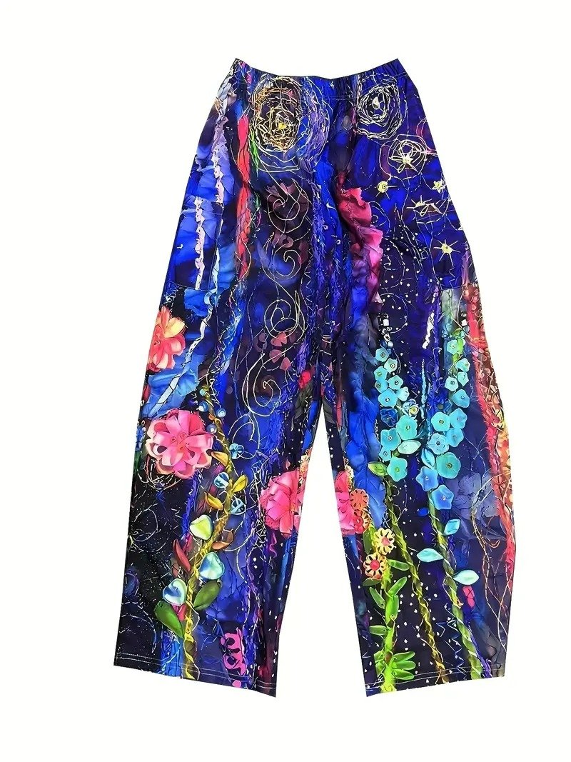 Cotton Floral Casual Pants