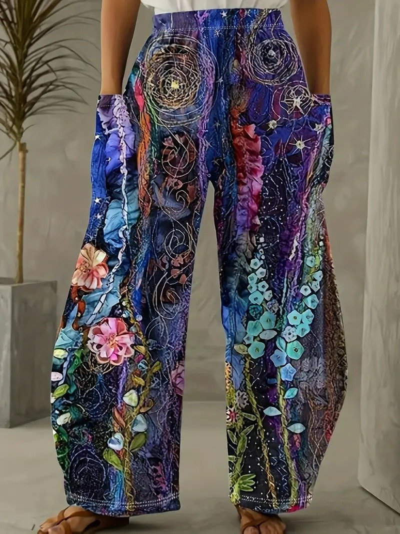 Cotton Floral Casual Pants
