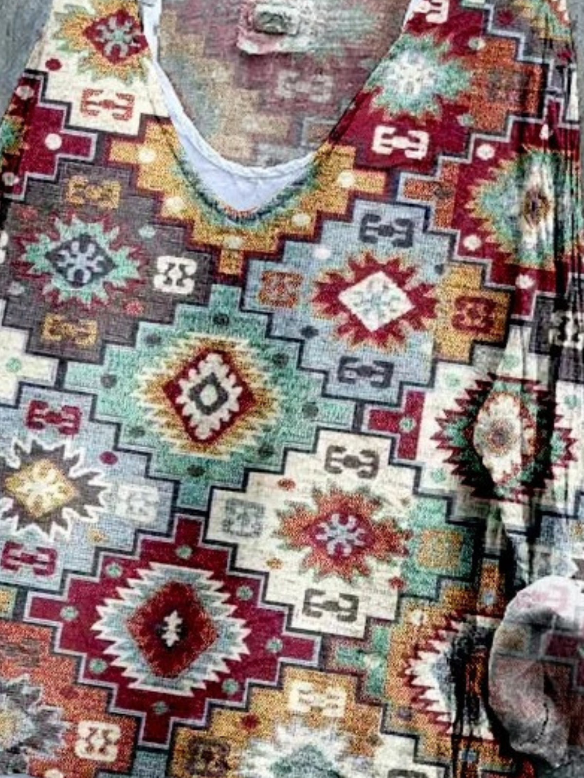 Casual Regular Fit Ethnic Geometry T-Shirt