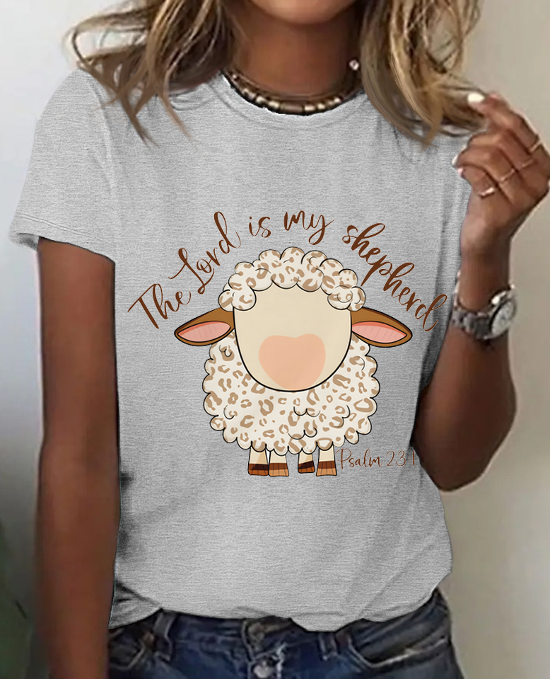 The Lord Is My Shepherd Easter Vintage Print T-Shirt