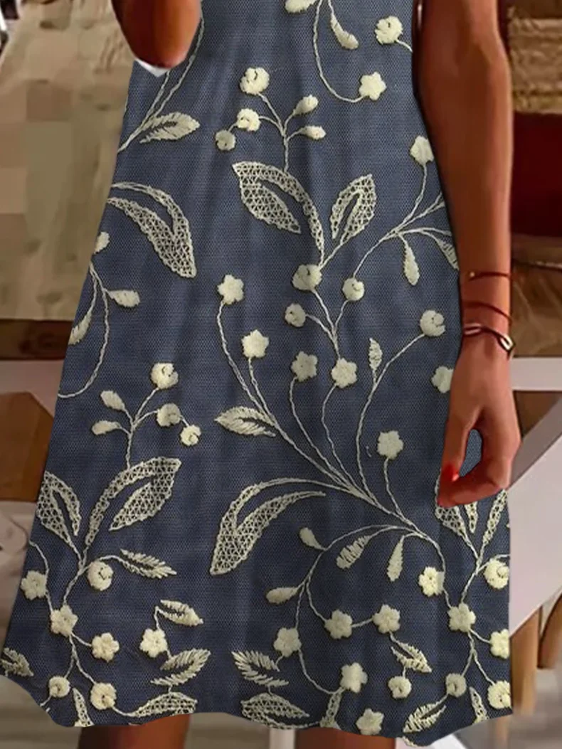 Women's Floral Spring Print Casual V Neck Short Sleeve Dress