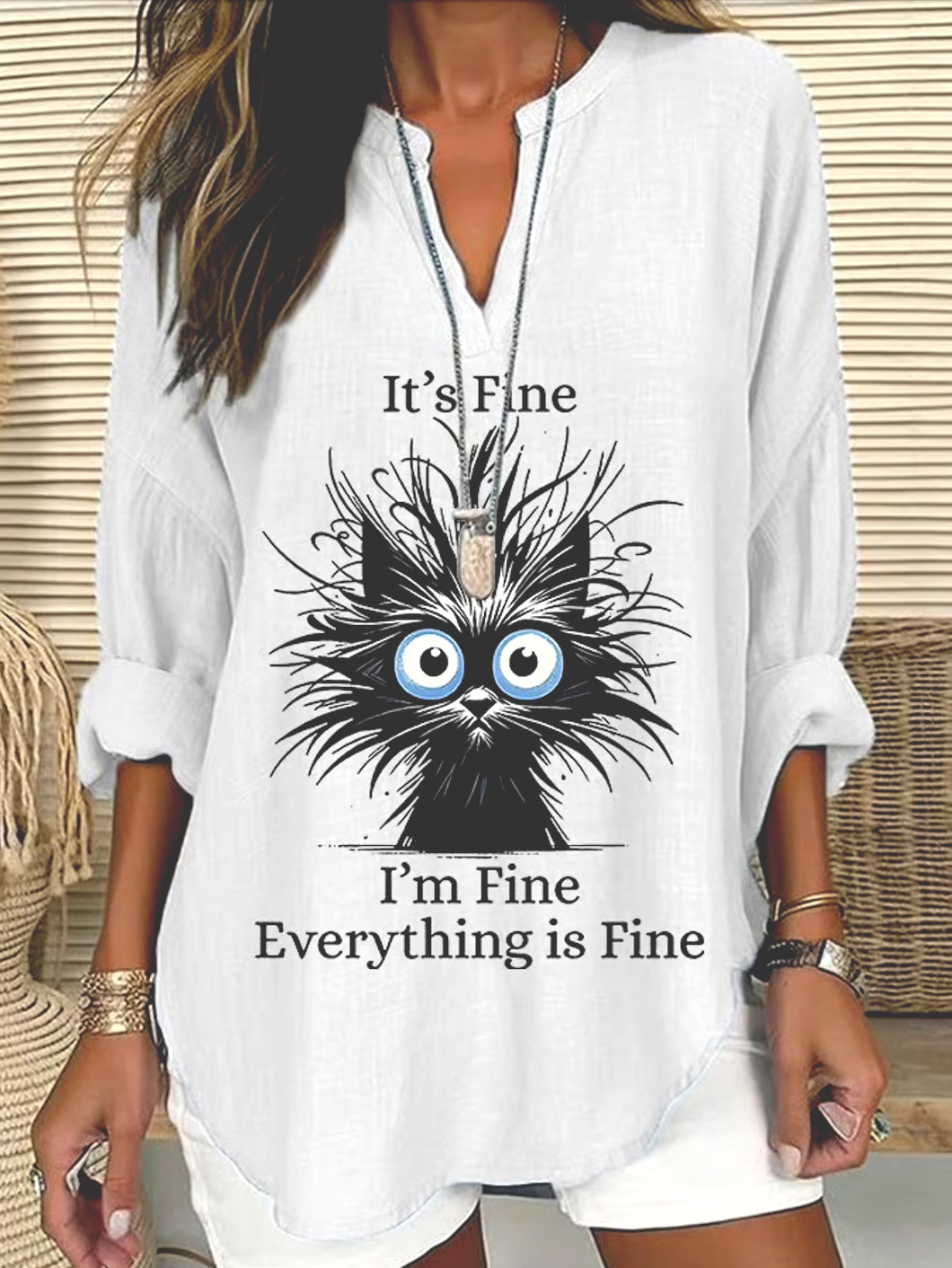 Casual V Neck Regular Fit Shirt