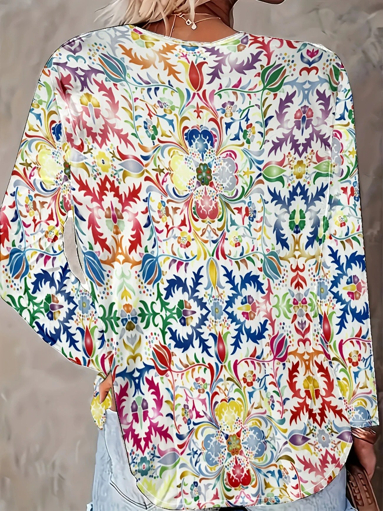 Cotton Simple Abstract Geometry Blouse