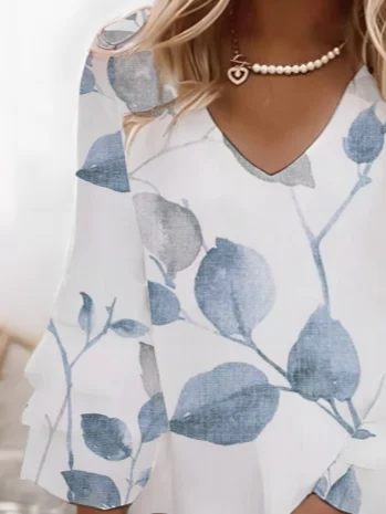 Women's Half Sleeve Summer White Floral Printing V Neck Daily Going Out Casual Midi H-Line Classic Dress