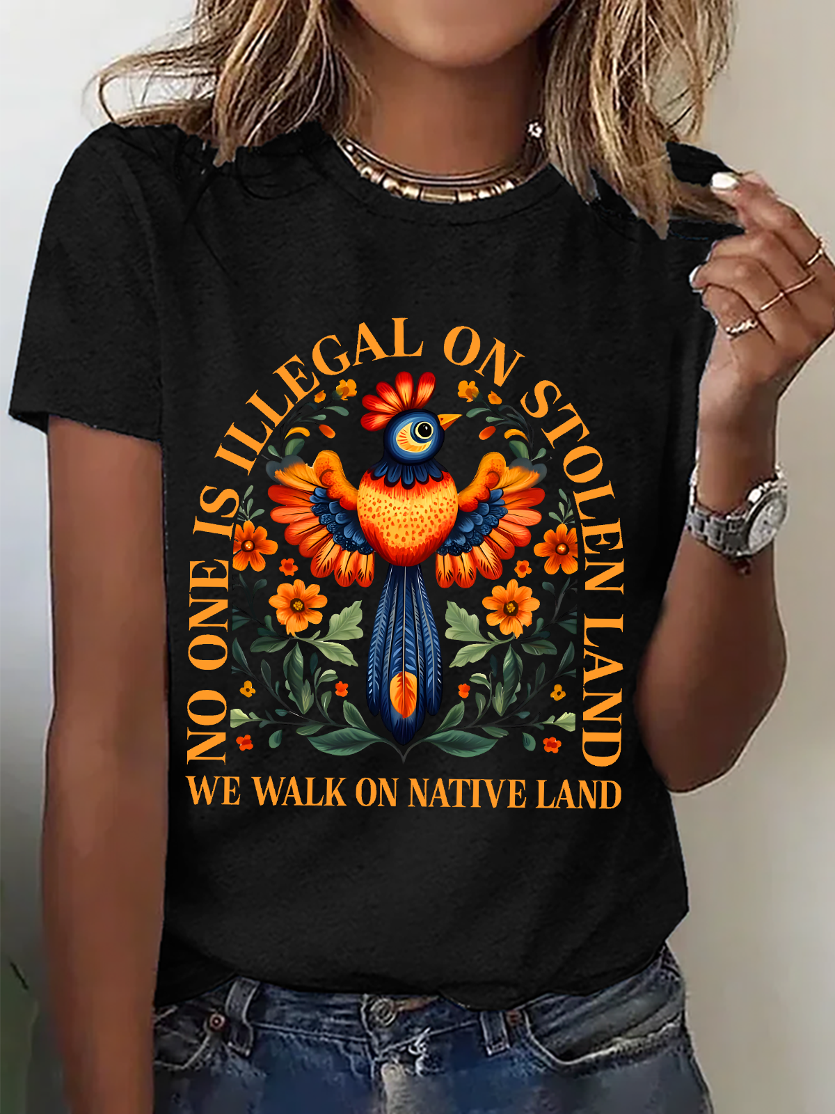No One Is Illegal On Stolen Land Shirt, Antiracist Cotton T-Shirt
