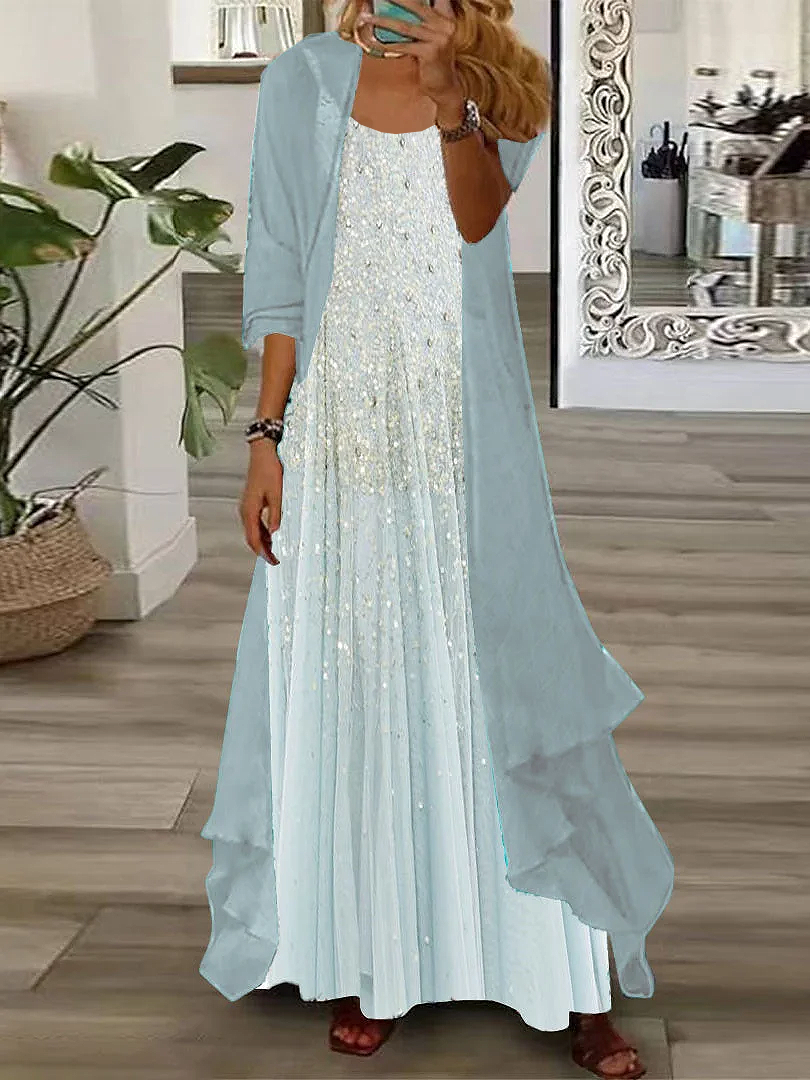Women's Spring Printed Two-Piece Dress