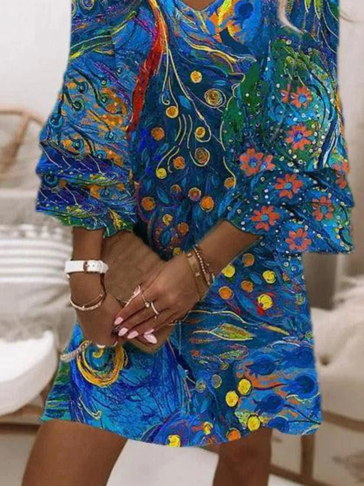 Vacation Ethnic Dress With No