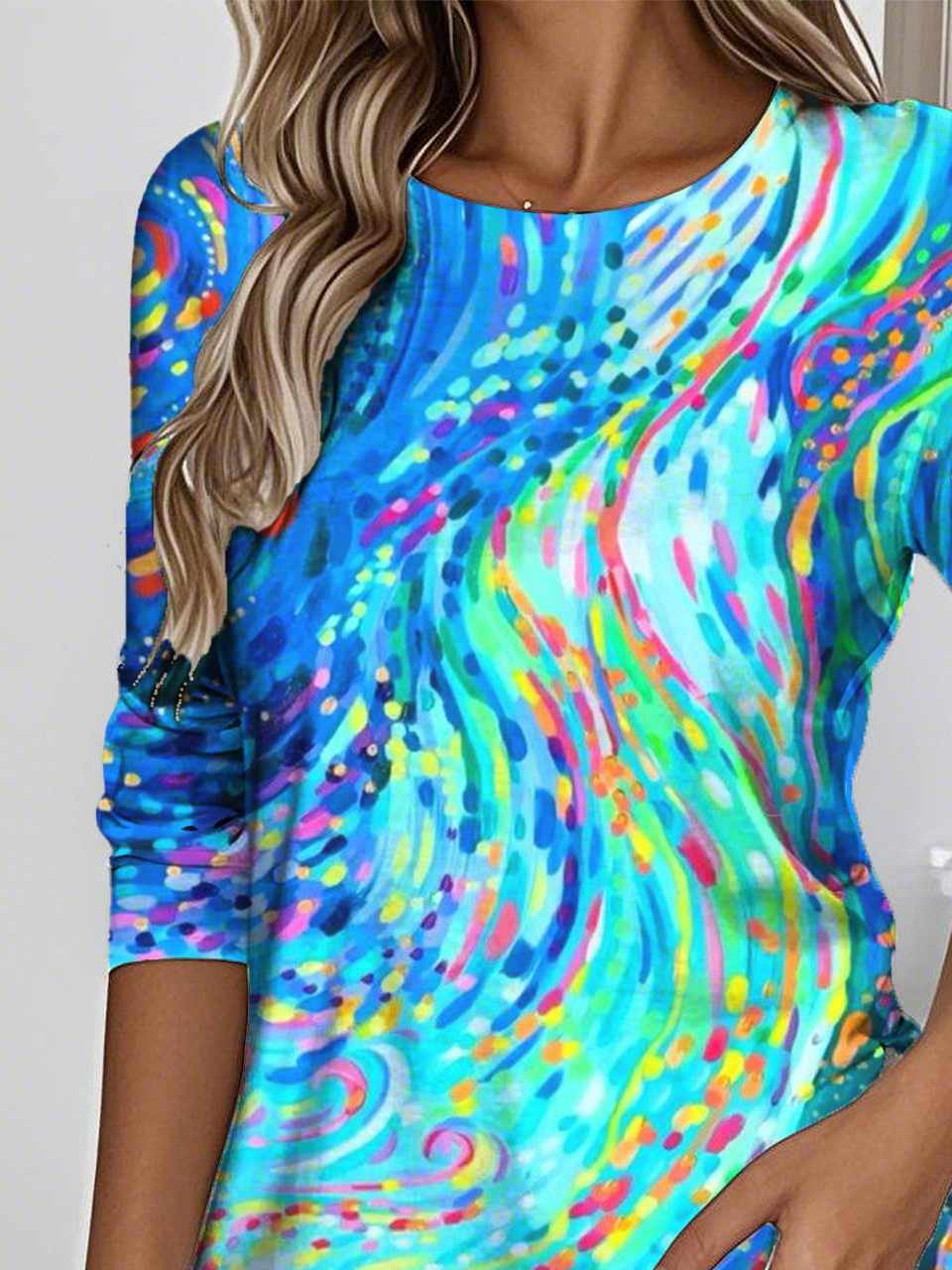 Loose Gradient Pattern Casual T-Shirt