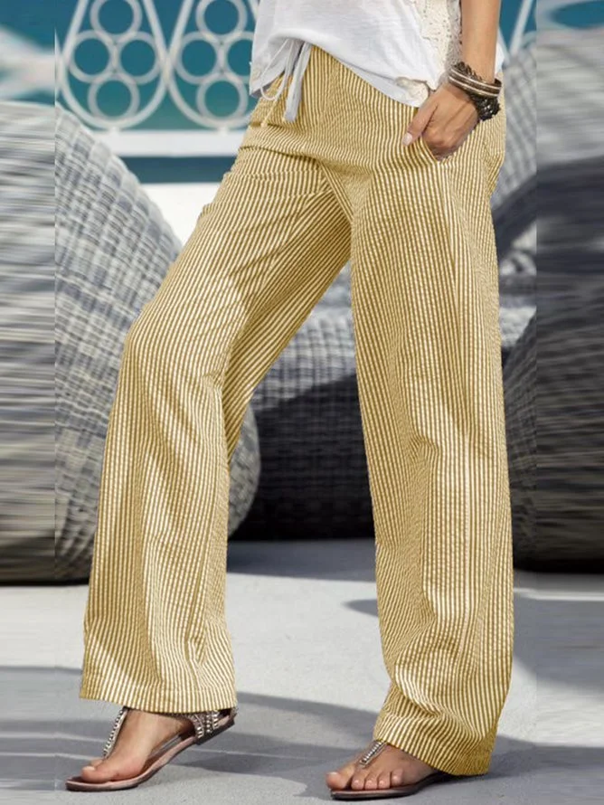 Women's Casual Striped Print Trousers